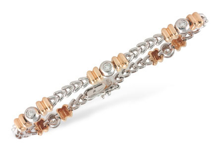 A215-14086: K027-83140 WITH ROSE GOLD BARS .45 TW