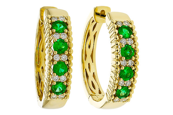 A302-44995: EARRINGS .33 TW EMERALD .45 TGW