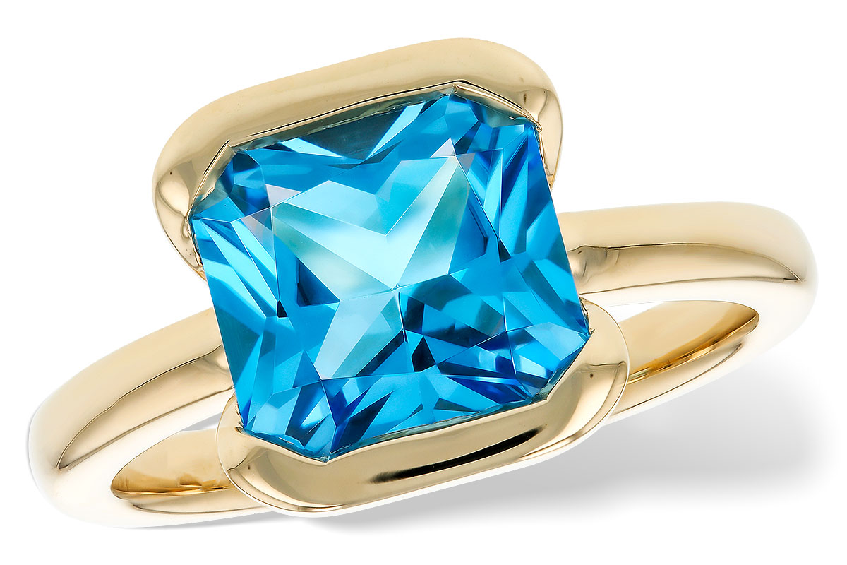 A303-27668: LDS RG 3.50 CT BLUE TOPAZ (9MM BT)