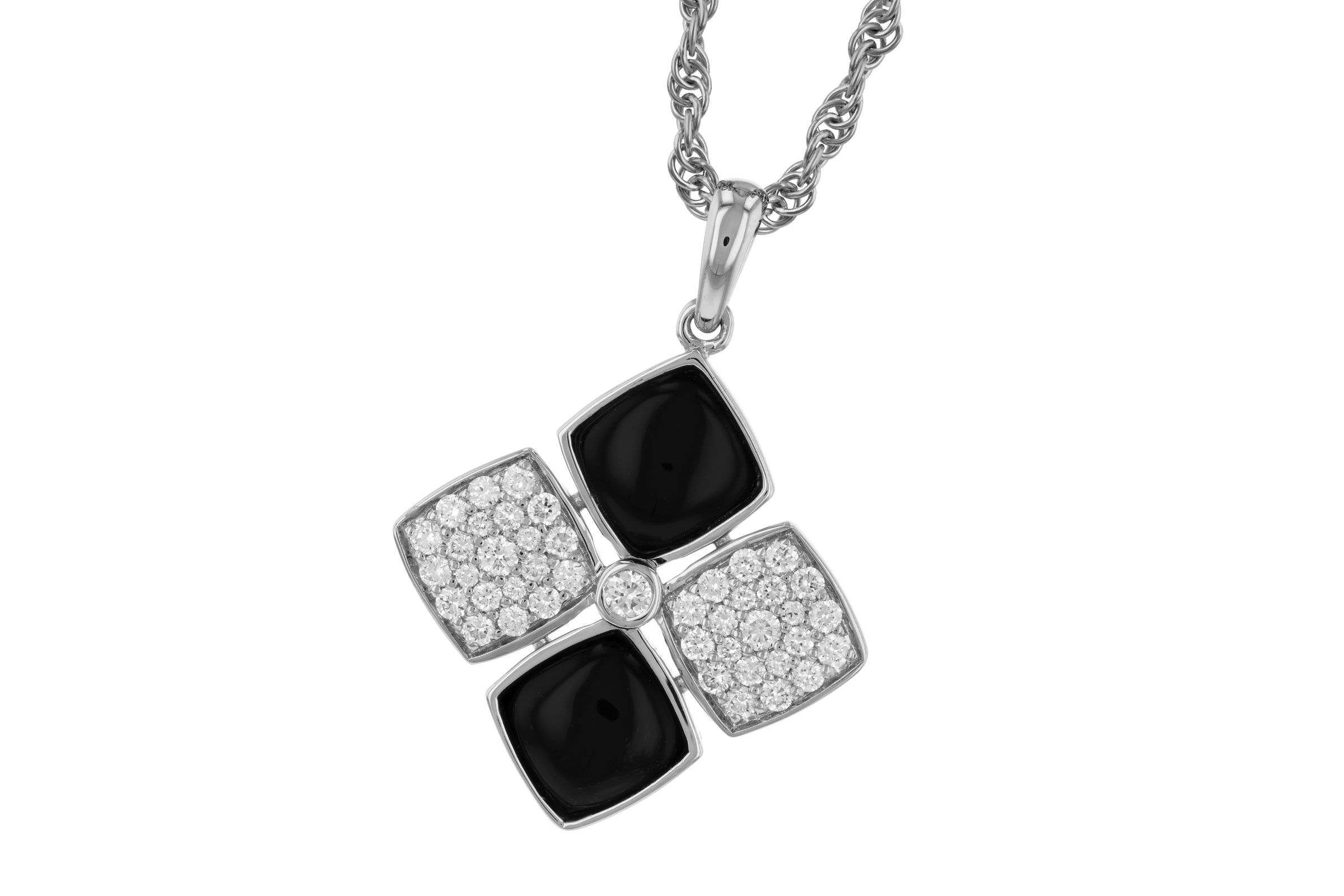 A303-28622: NECKLACE 1.23 TW ONYX 1.50 TGW