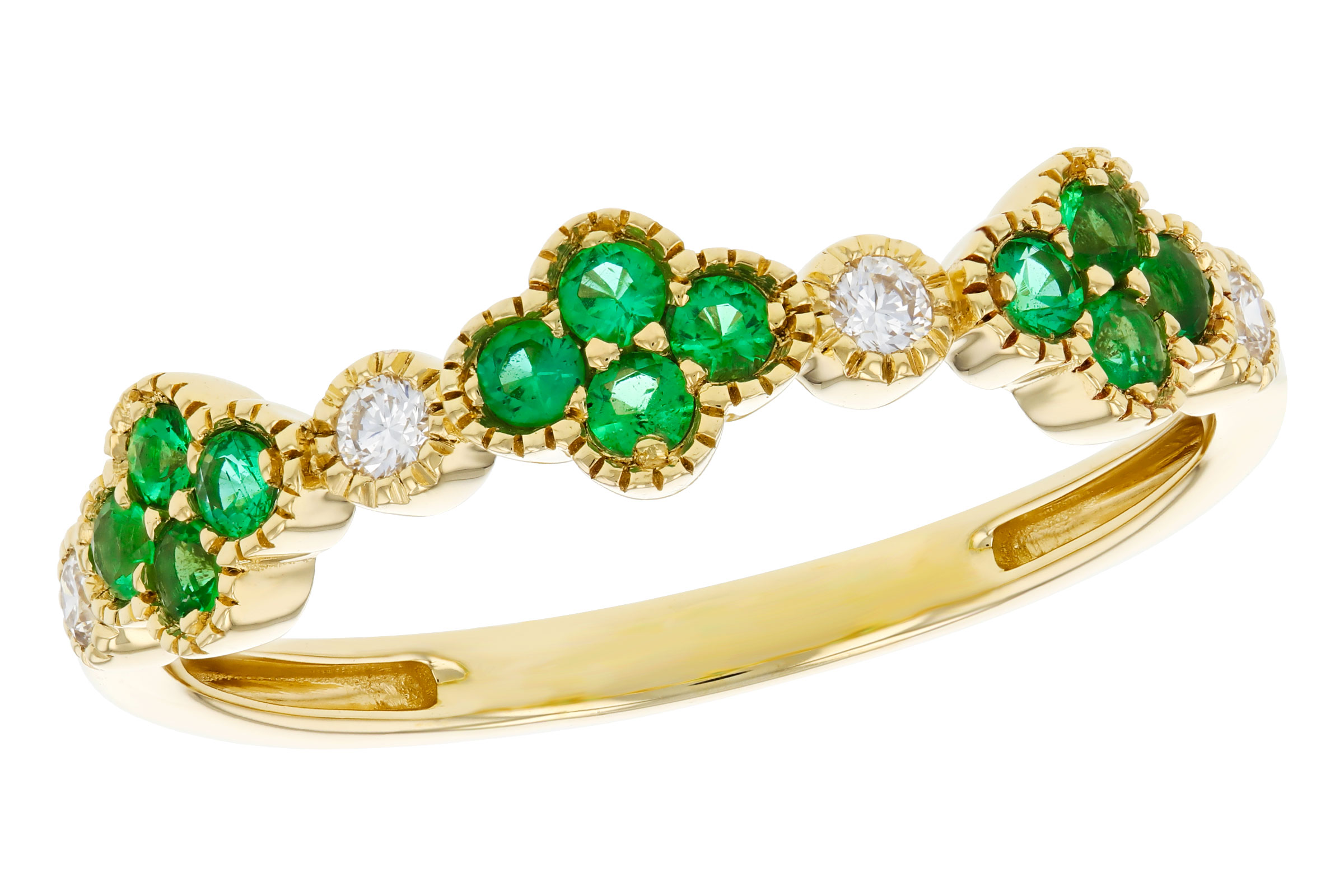 A303-30386: LDS WED RG .18 TW EMERALD .26 TGW