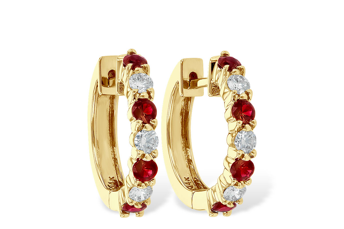 B028-75840: EARRINGS .64 RUBY 1.05 TGW