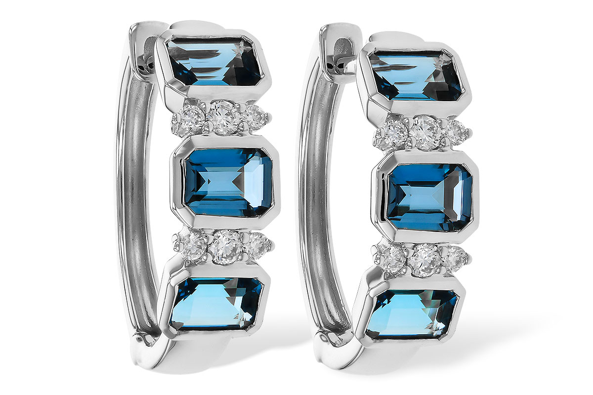 B302-38613: EARRINGS 1.37 TW LONDON BLUE TOPAZ 1.48 TGW
