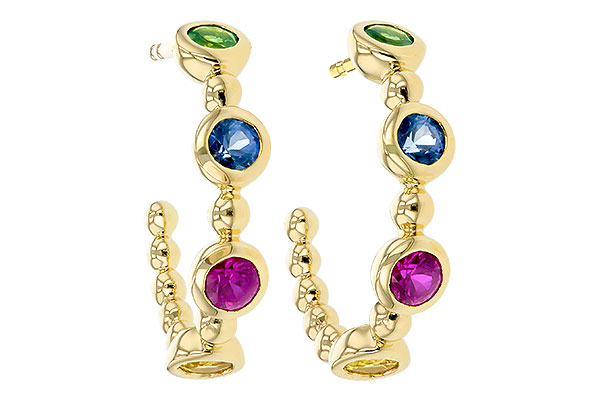 B303-27640: EARR .68 TW MULTI-COLOR SAPPH & GREEN GARNET