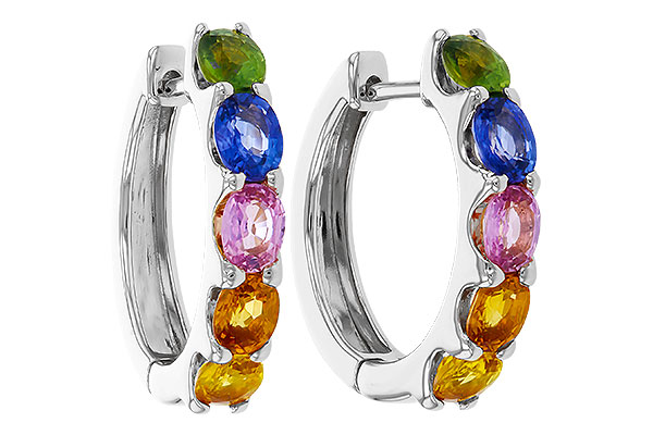 C302-39477: EARRINGS 2.20 TW MULTI-COLOR SAPPHIRE