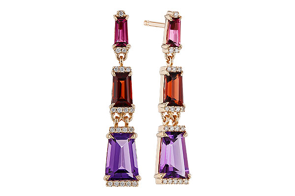 C302-40431: EARRINGS 1.98 SEMI-PREC (PT,GT,AMY) 2.05 TGW