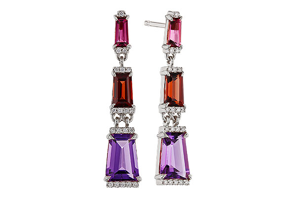 C302-40431: EARRINGS 1.98 SEMI-PREC (PT,GT,AMY) 2.05 TGW