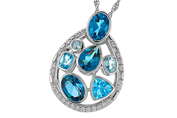 C302-42222: NECKLACE 3.23 TW BLUE TOPAZ 3.38 TGW