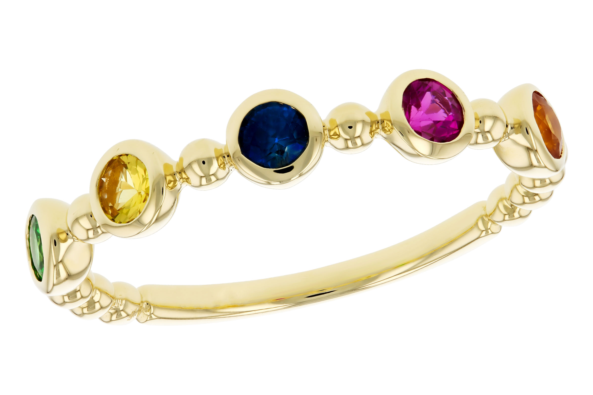C303-27640: LDS WED RG .52 TW MULTI-COLOR SAPPH & GREEN GARNET