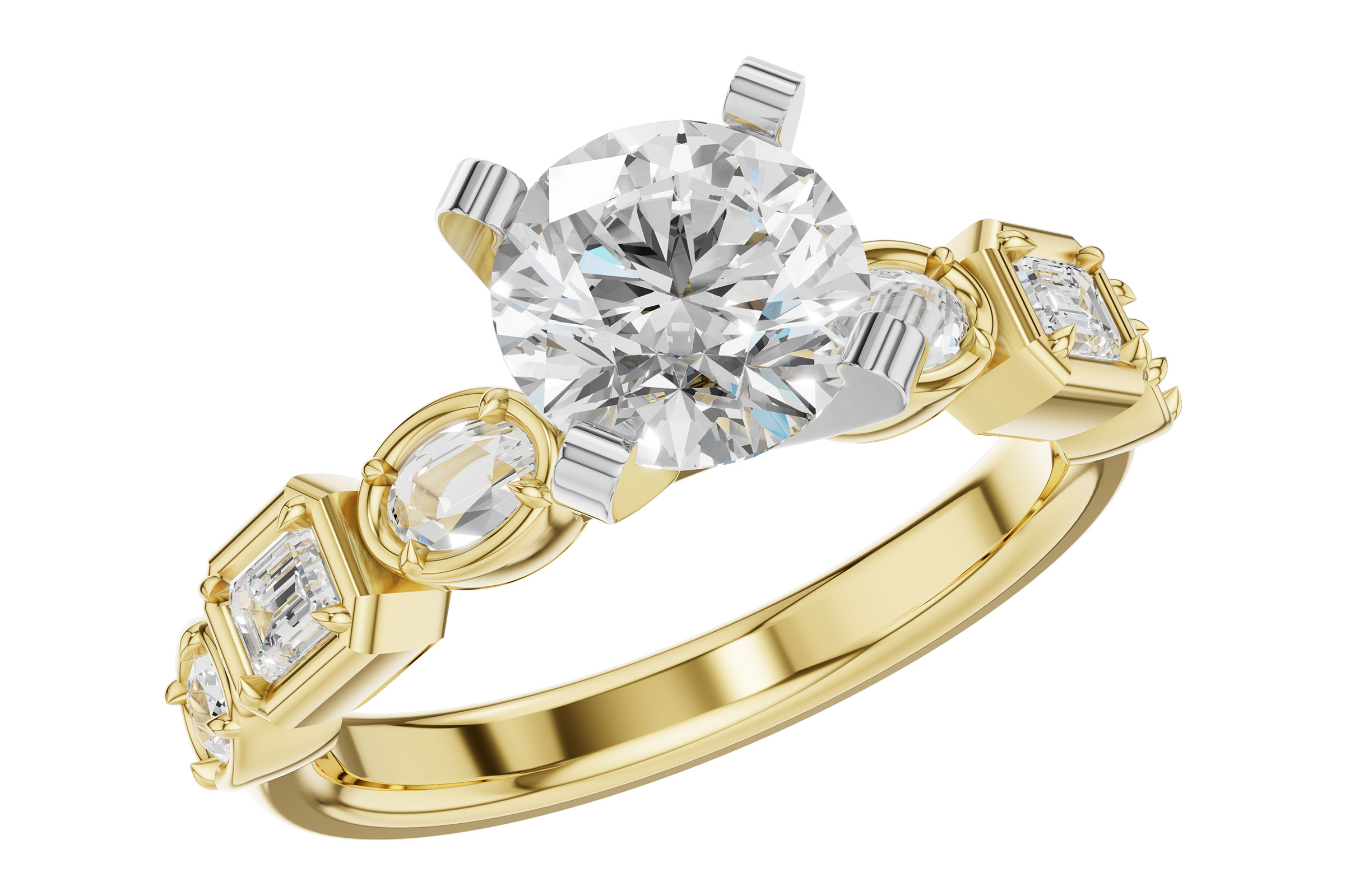 C303-29531: LDS SEMI DIA RG .45 TW FANCY CUT DIAS