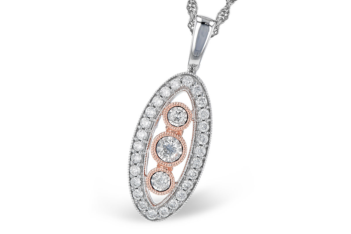D300-61358: NECKLACE .34 TW (L300-55894 IN WHITE WITH ROSE BEZELS)
