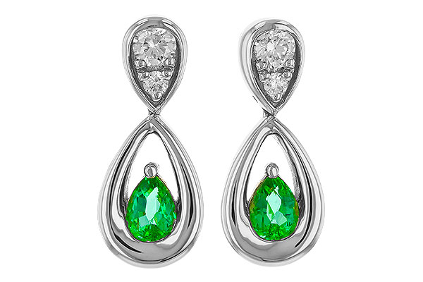 D302-40413: EARRINGS .20 EMERALD .32 TGW (4x3 EMER)