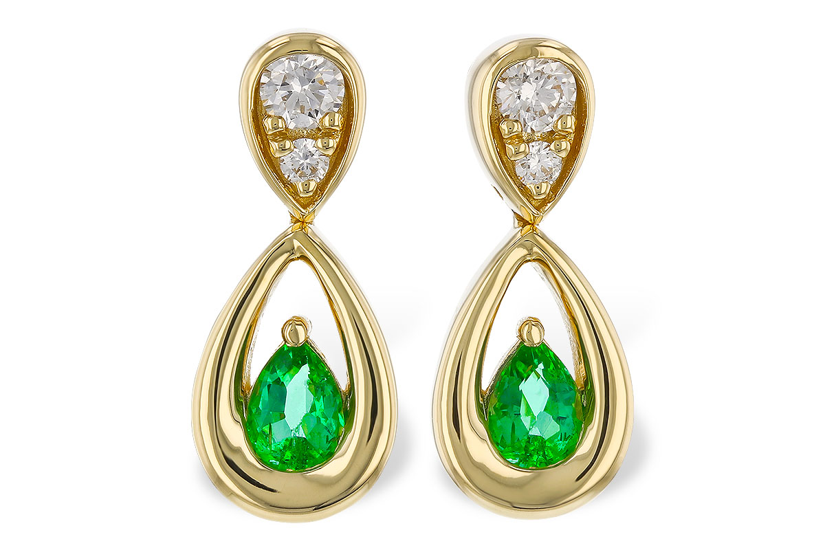 D302-40413: EARRINGS .20 EMERALD .32 TGW (4x3 EMER)
