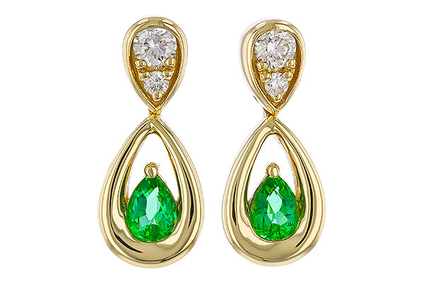 D302-40413: EARRINGS .20 EMERALD .32 TGW (4x3 EMER)