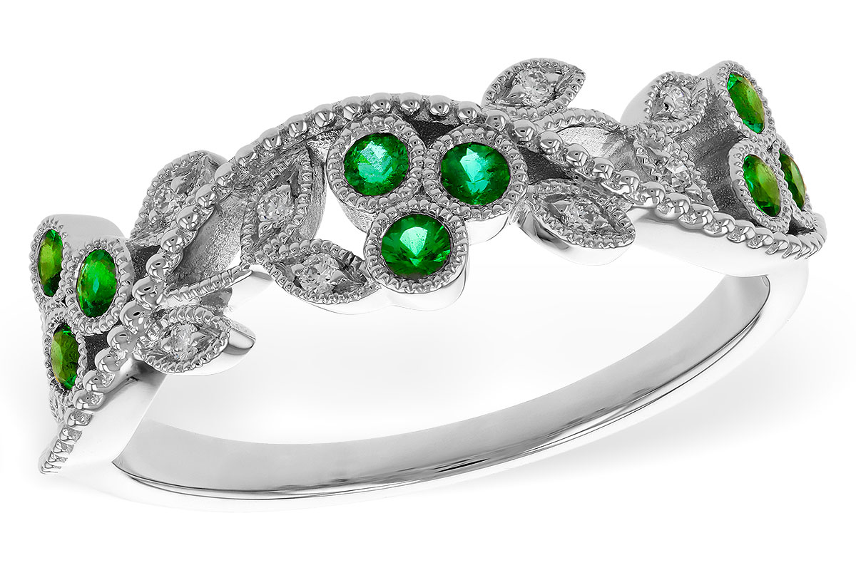 D302-44913: LDS WED RG .17 EMERALD TW .23 TGW
