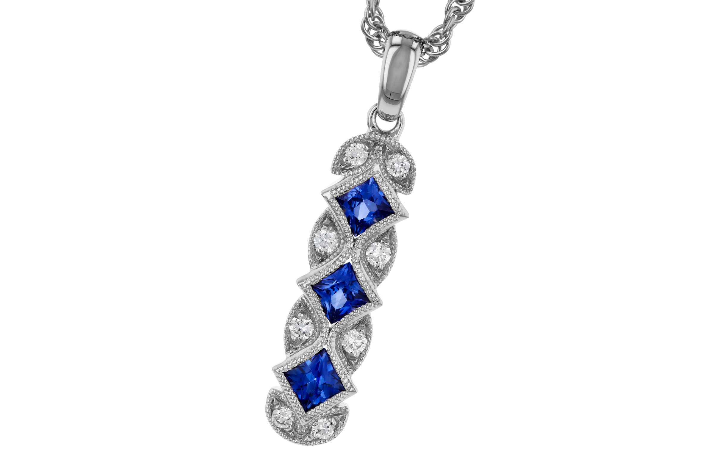 D303-29458: NECKLACE .55 TW SAPPHIRE .64 TGW