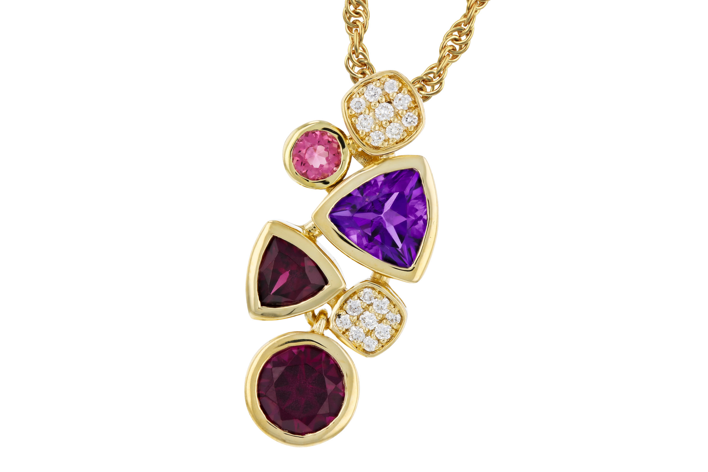 D303-29522: NECKLACE 1.34 SEMI-PREC (AM,RHO,PT) 1.40 TGW