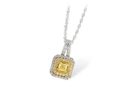 E215-14004: NECK .38 CTR YELLOW DIAMOND .89 TW