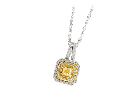 E215-14004: NECK .38 CTR YELLOW DIAMOND .89 TW