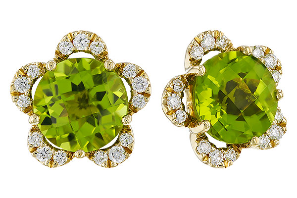 E302-44931: EARRINGS 2.93 PERIDOT 3.10 TGW (7MM RD)
