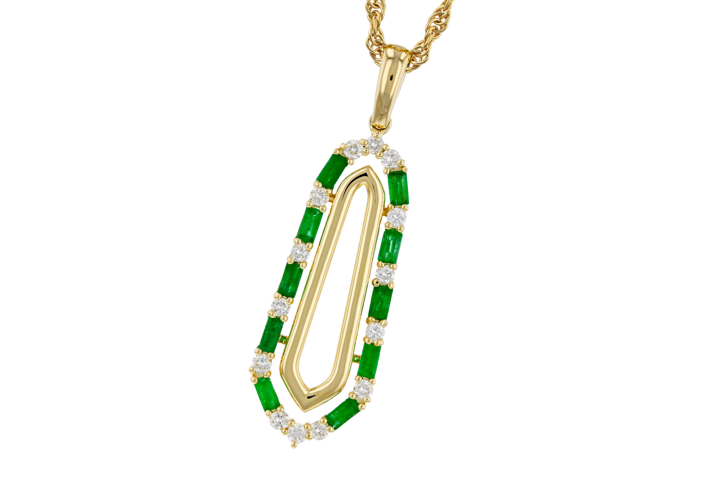 E303-30404: NECKLACE .44 TW EMERALD .64 TGW