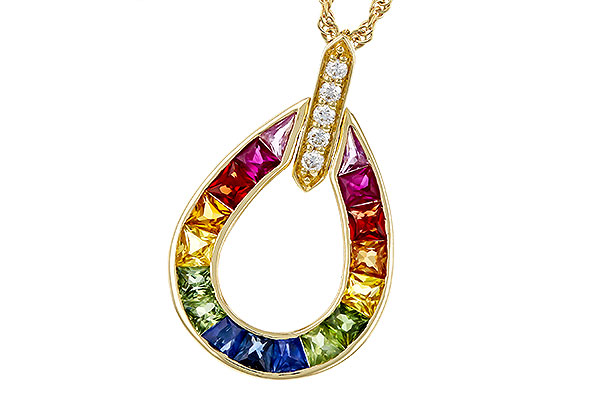 F302-39485: NECKLACE 1.10 MULTI-COLOR SAPPH 1.15 TGW