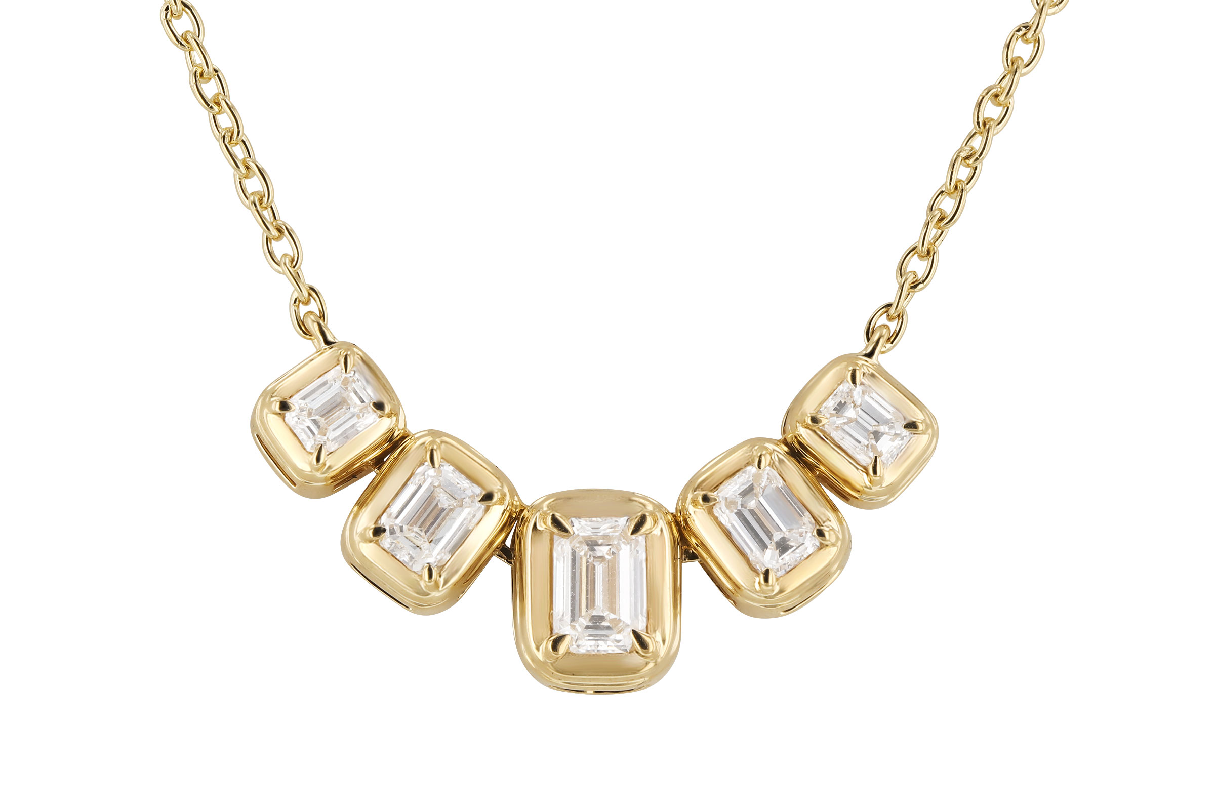 F303-30376: NECKLACE .87 TW EMERALD CUT DIA (18")