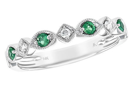 G212-44085: LDS WED RG .15 EMERALD .21 TGW