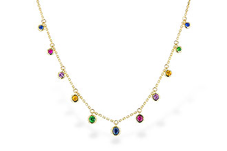 K301-52212: NECK .90 TW MULTI-COLOR SAPPH & GREEN GARNET (18")