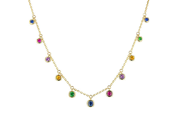 K301-52212: NECK .90 TW MULTI-COLOR SAPPH & GREEN GARNET (18")
