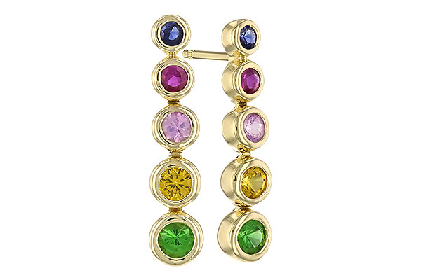 K301-54085: EARR .60 TW MULTI-COLOR SAPPH & GREEN GARNET