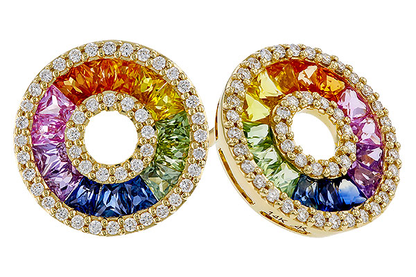 K302-39485: EARRINGS 2.10 MULTI-COLOR SAPP 2.37 TGW