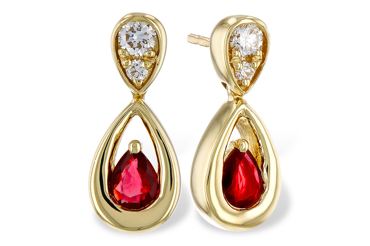 K302-39494: EARRINGS .40 RUBY .52 TGW (4x3 RUBY)
