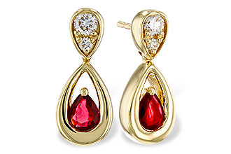 K302-39494: EARRINGS .40 RUBY .52 TGW (4x3 RUBY)