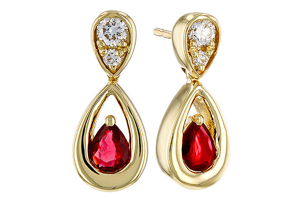 K302-39494: EARRINGS .40 RUBY .52 TGW (4x3 RUBY)
