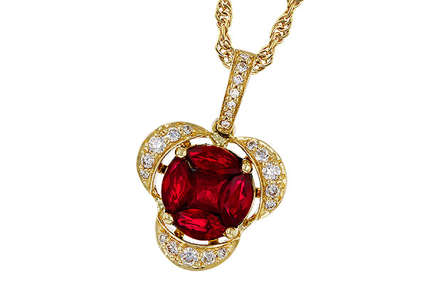 K302-42240: NECKLACE .86 TW RUBY 1.00 TGW