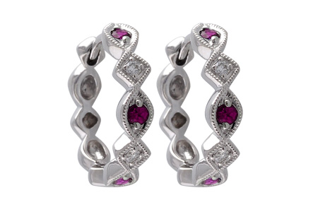 L028-73094: EARRINGS .20 RUBY .25 TGW