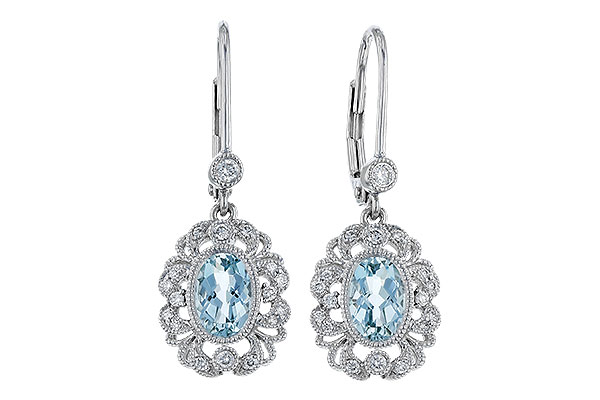 L302-37685: EARRING .75 TW AQUA .92 TGW (7x5MM AQUA)