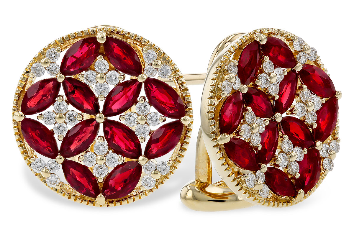 L302-37721: EARRINGS 2.07 TW RUBY 2.37 TGW