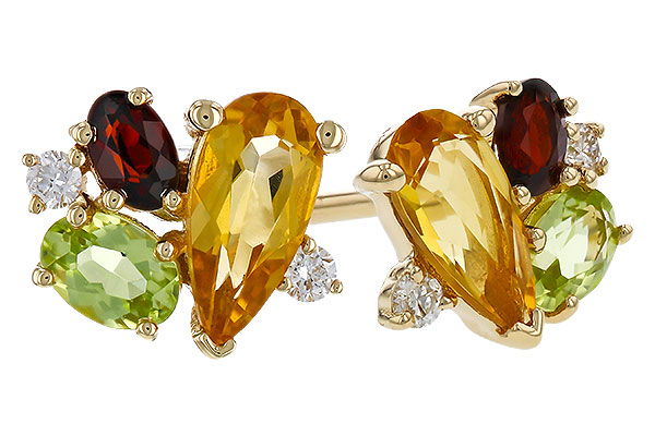 L302-39485: EARRINGS .66 SEMI PREC (CIT,PER,GAR) .70 TGW